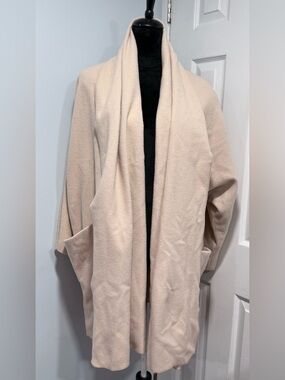 Wood Open-Front Cream Pocket Cardigan